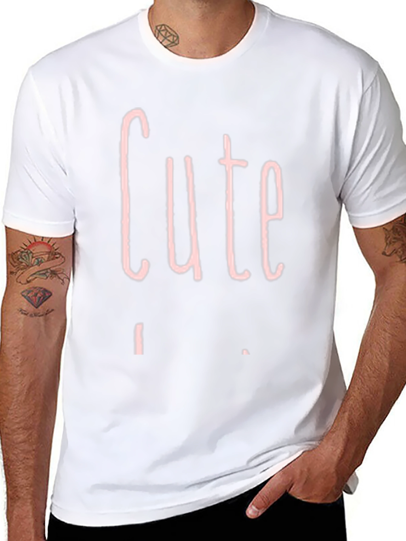 Cute Pink Graphic Print Black T-Shirt