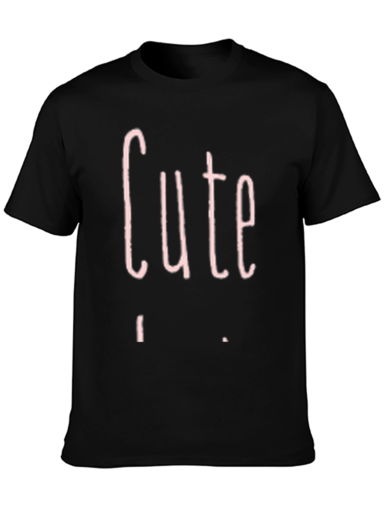 Cute Pink Graphic Print Black T-Shirt