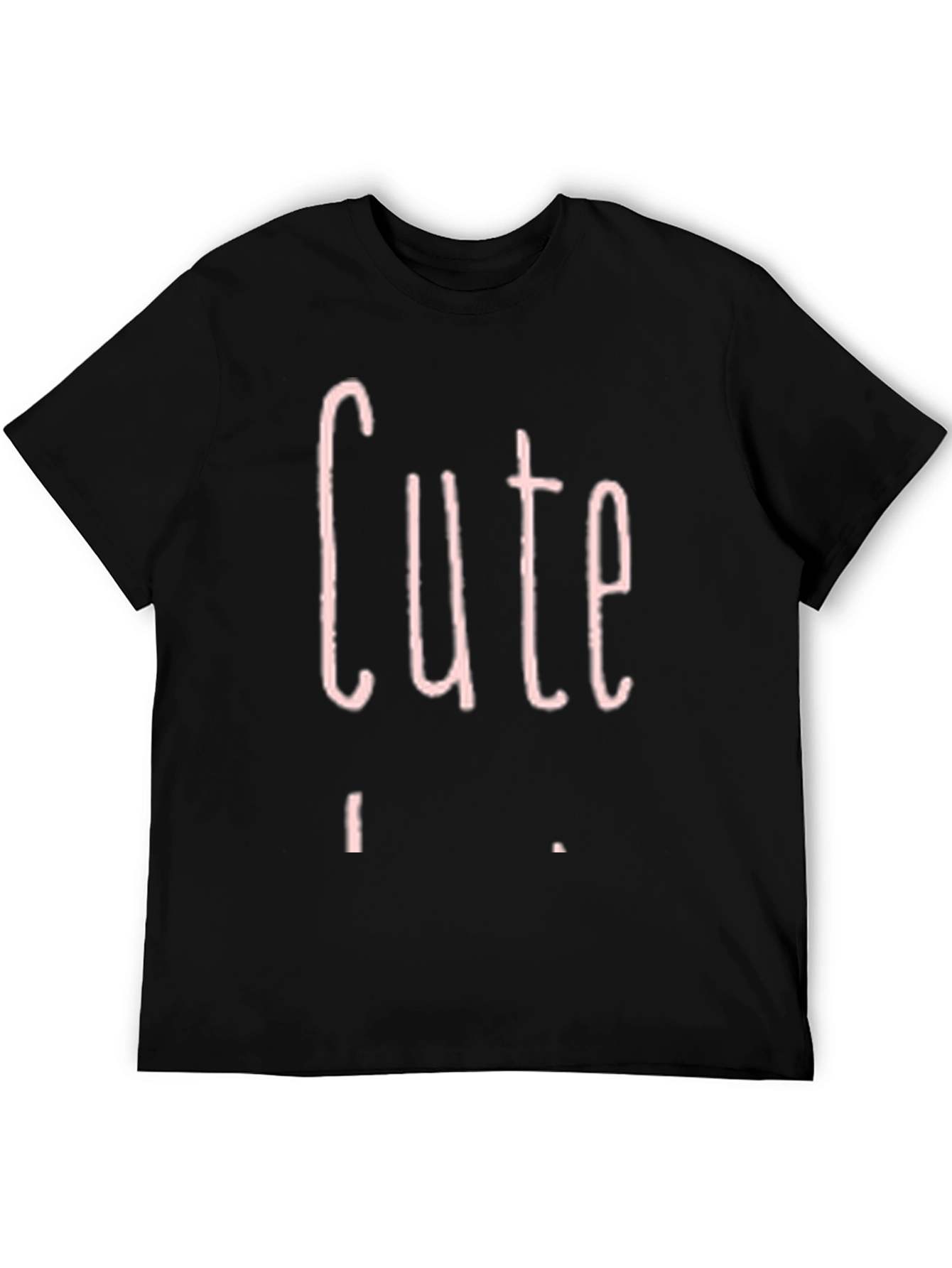 Cute Pink Graphic Print Black T-Shirt