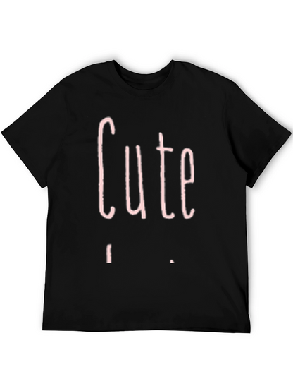 Cute Pink Graphic Print Black T-Shirt