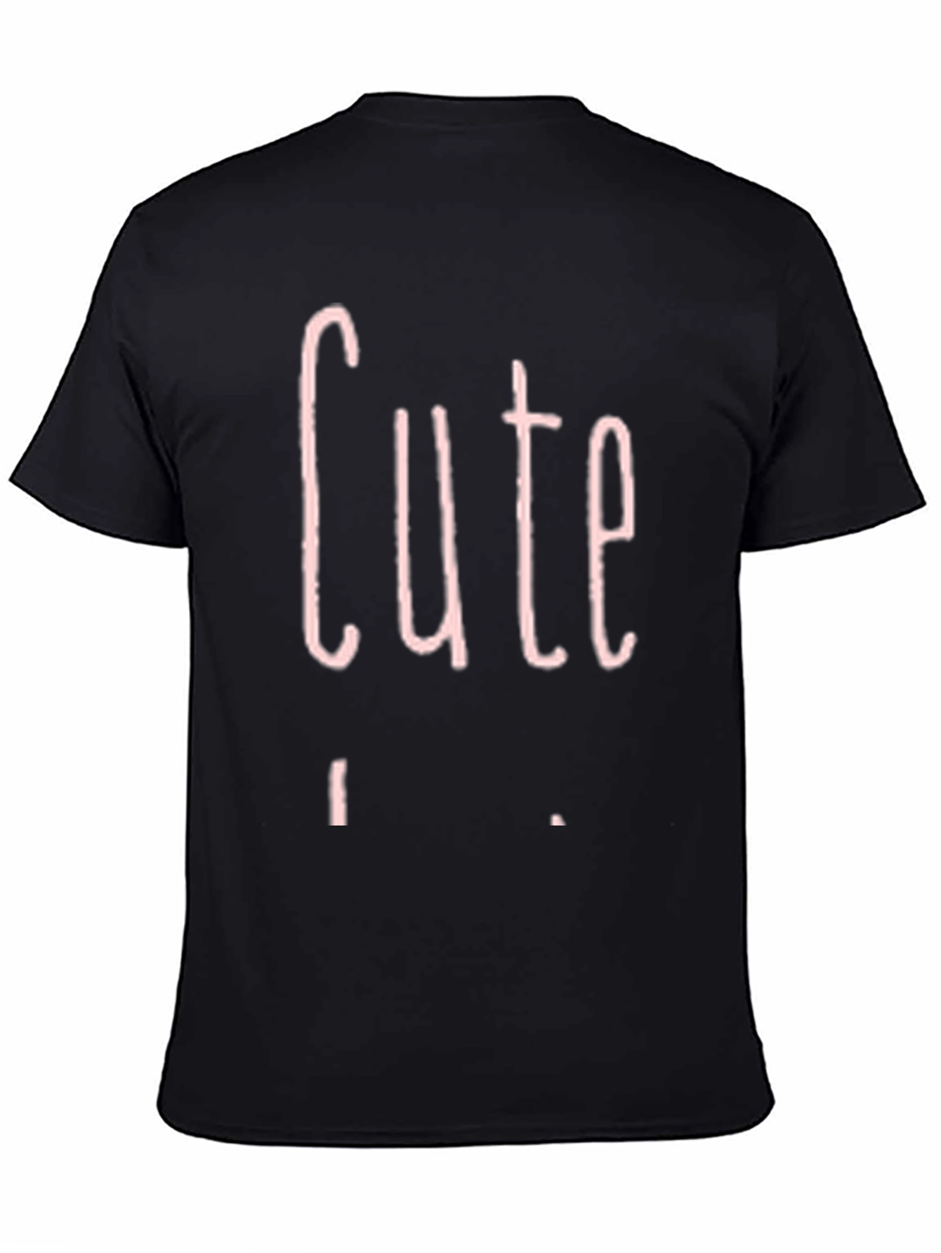 Cute Pink Graphic Print Black T-Shirt