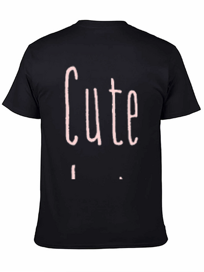 Cute Pink Graphic Print Black T-Shirt