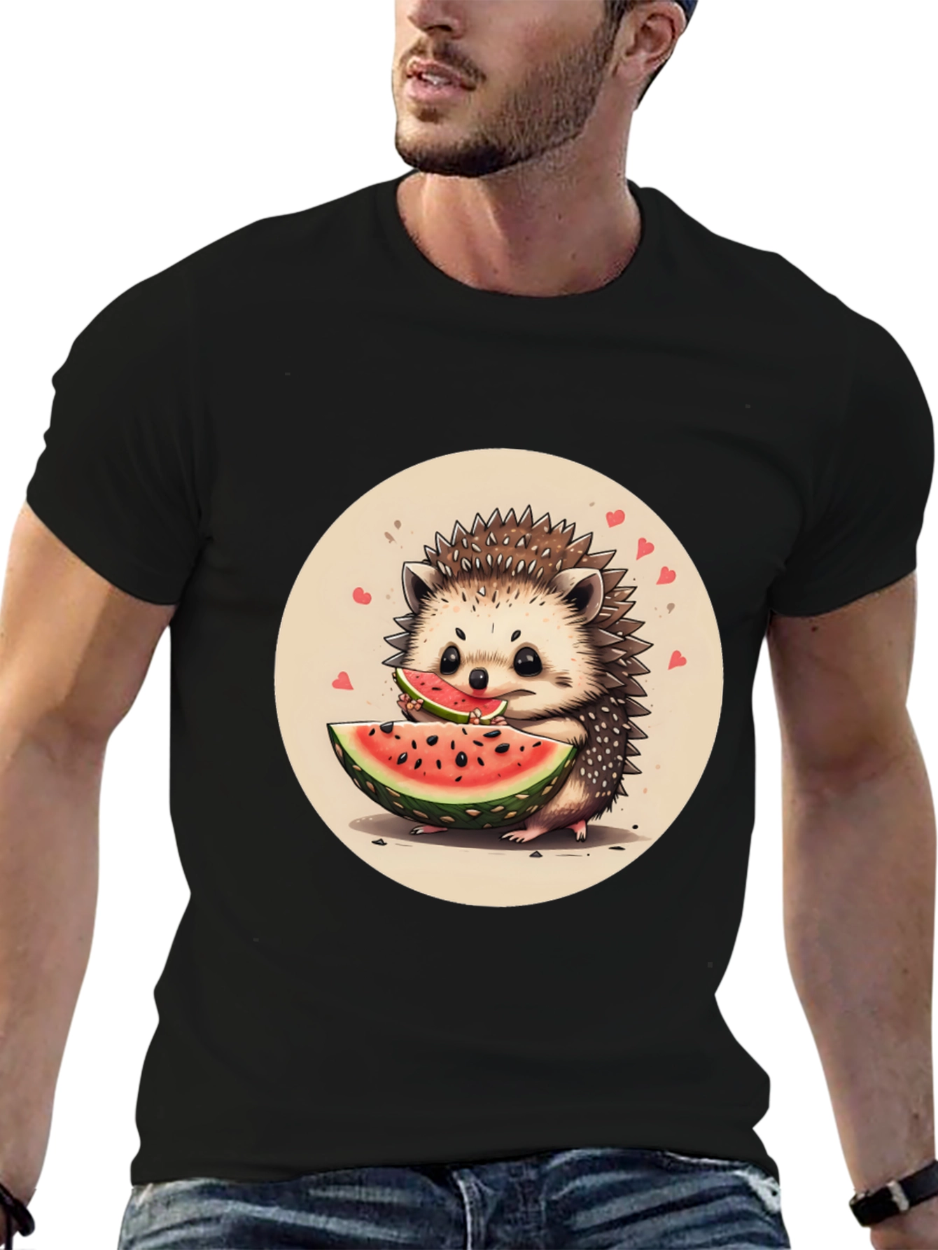 Cute Hedgehog Watermelon Graphic Tee