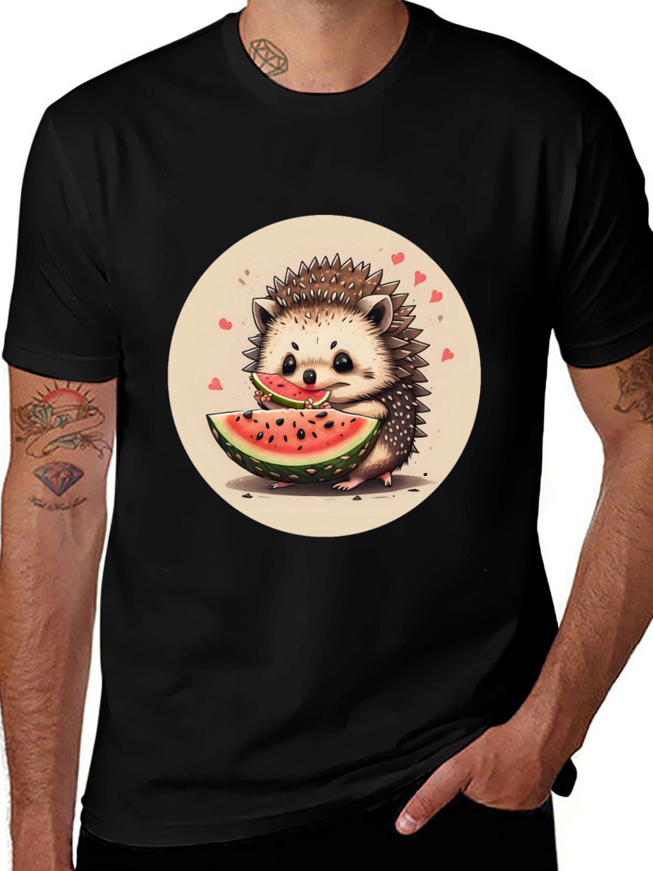 Cute Hedgehog Watermelon Graphic Tee