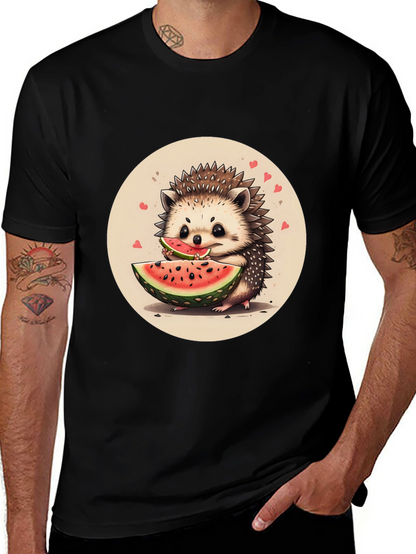 Cute Hedgehog Watermelon Graphic Tee