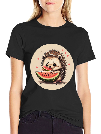 Cute Hedgehog Watermelon Graphic Tee