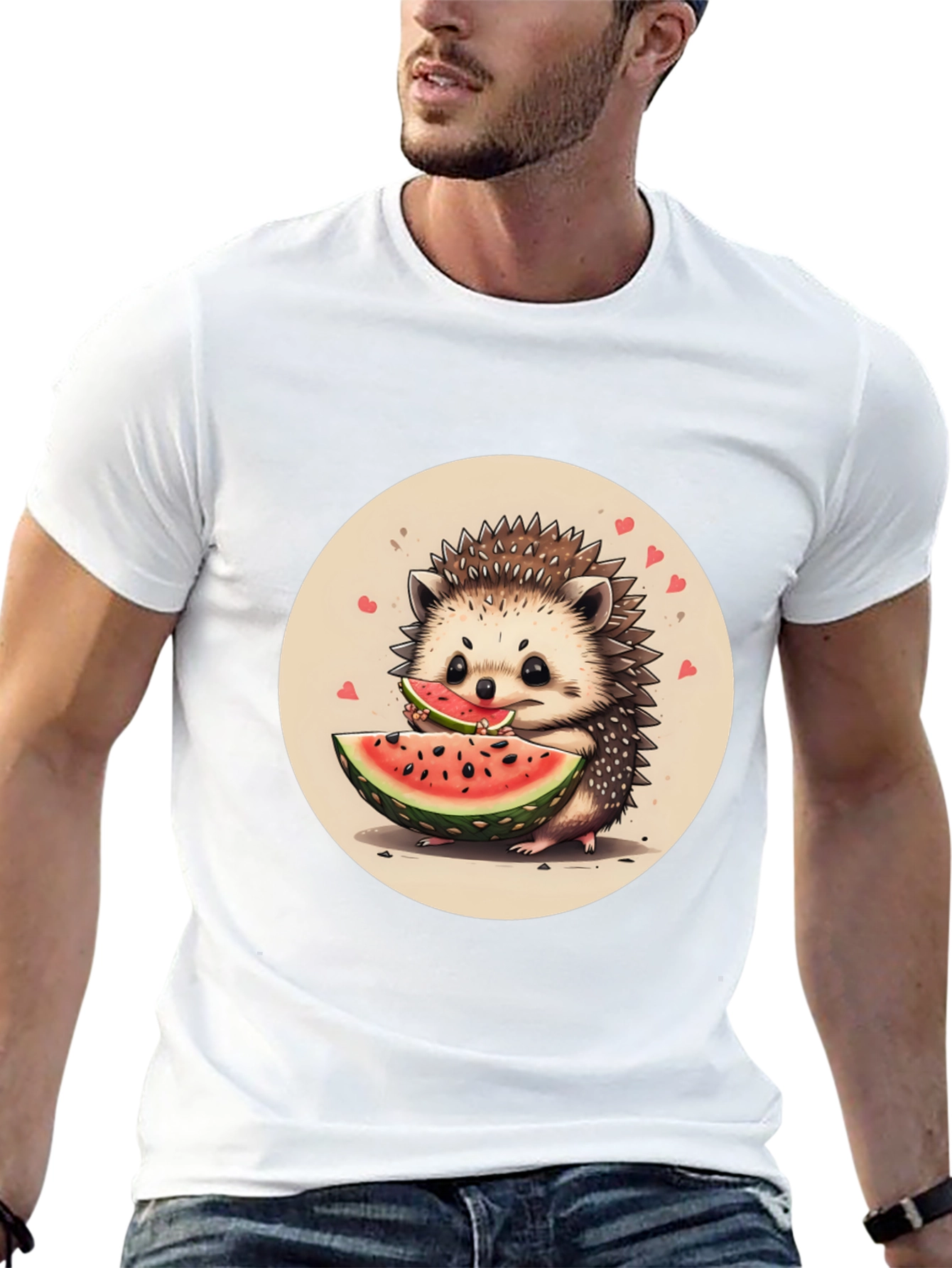 Cute Hedgehog Watermelon Graphic Tee