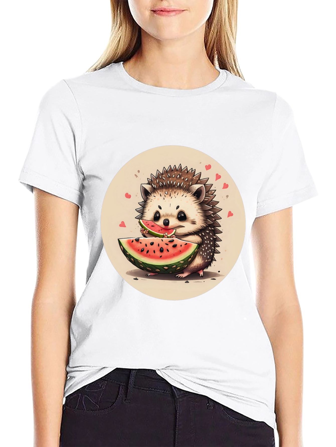 Cute Hedgehog Watermelon Graphic Tee