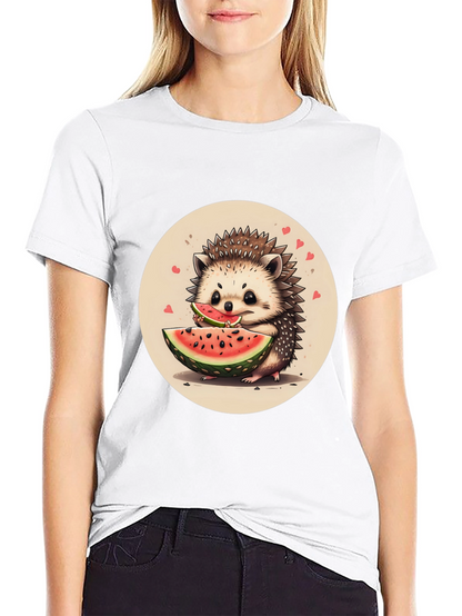 Cute Hedgehog Watermelon Graphic Tee