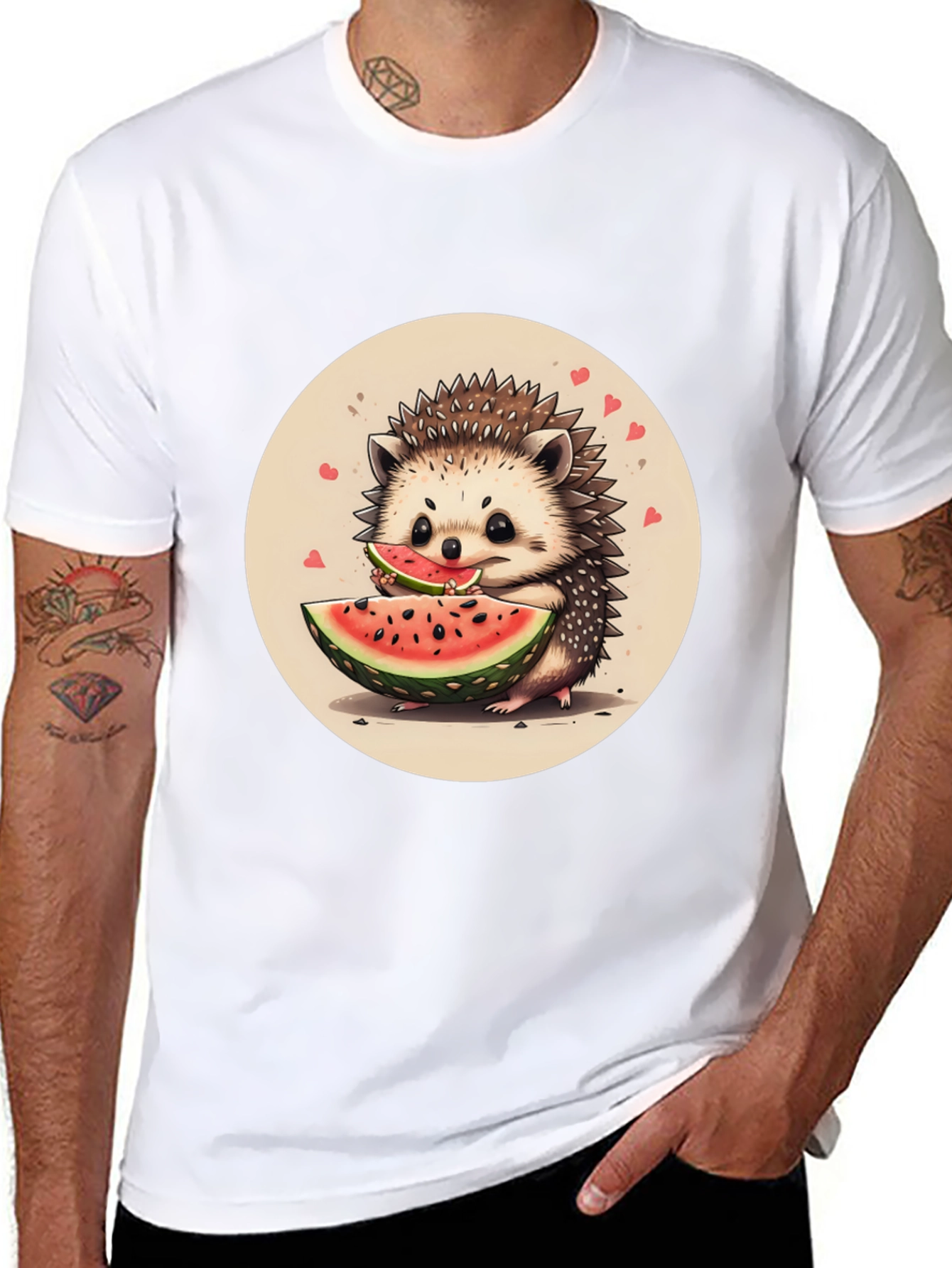 Cute Hedgehog Watermelon Graphic Tee