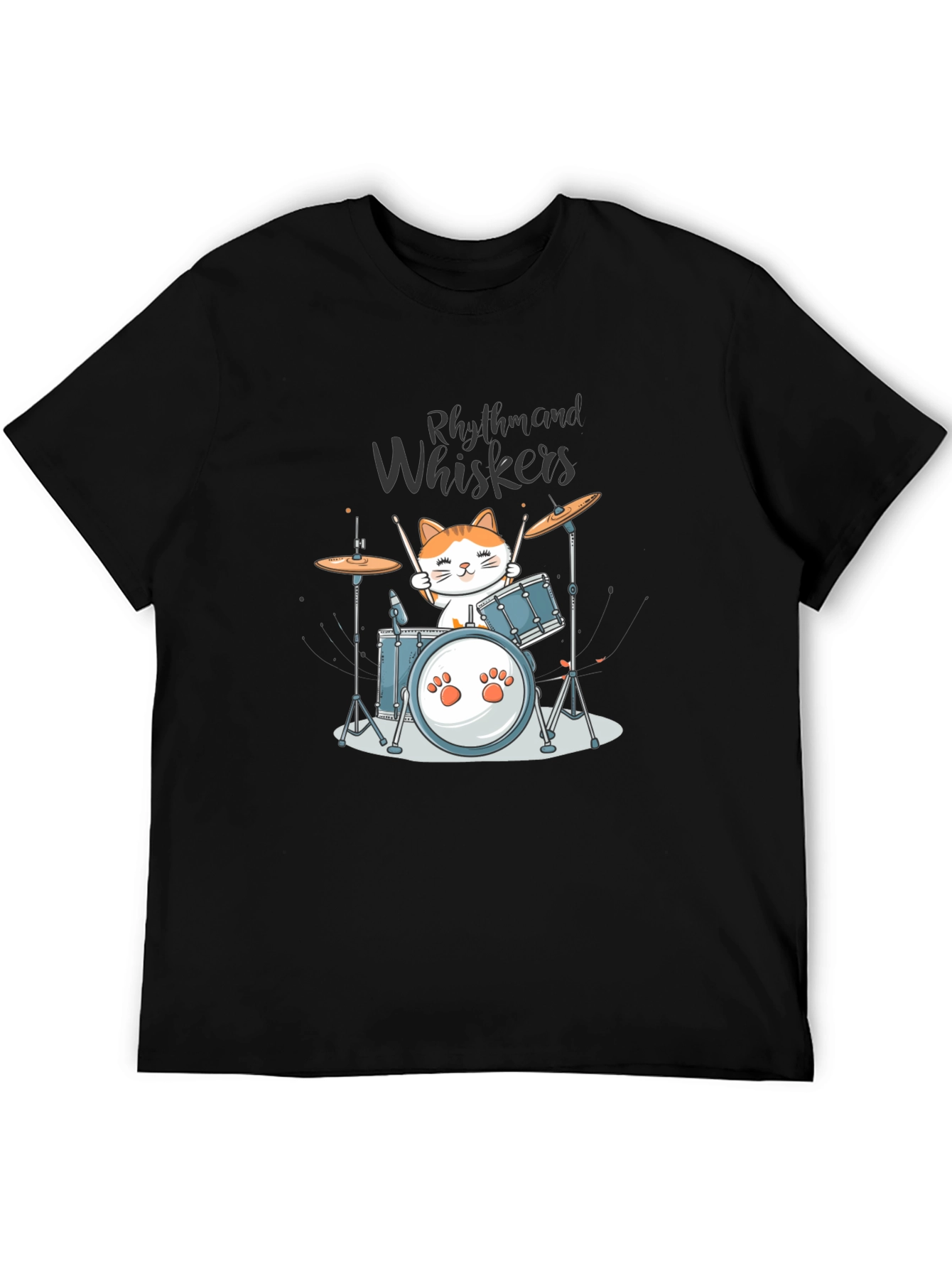 Rhythm and Whiskers Cat Drummer T-Shirt