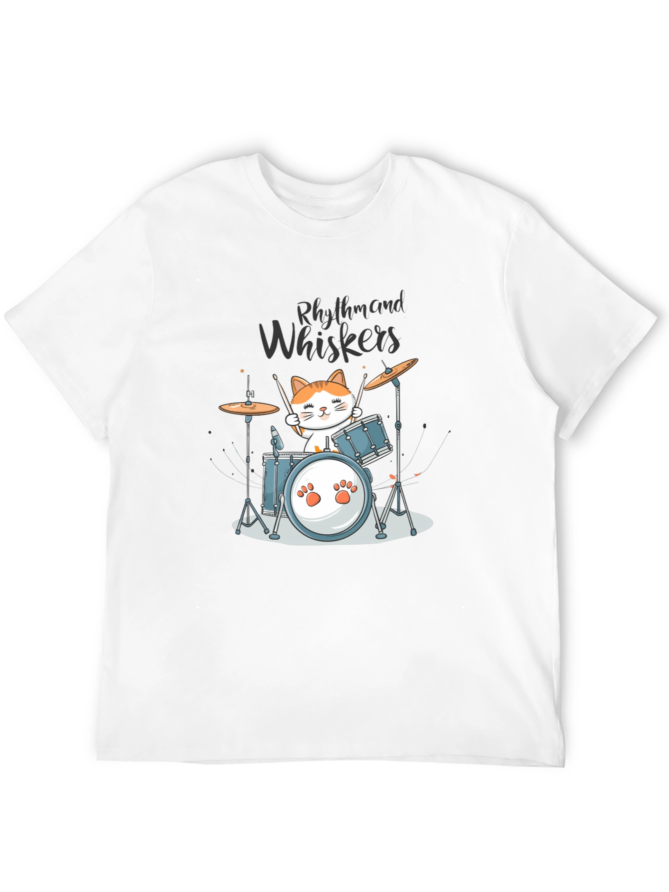 Rhythm and Whiskers Cat Drummer T-Shirt