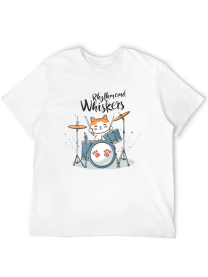 Rhythm and Whiskers Cat Drummer T-Shirt