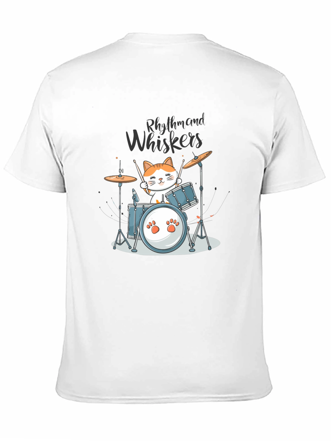 Rhythm and Whiskers Cat Drummer T-Shirt