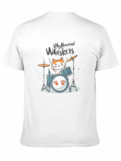 Rhythm and Whiskers Cat Drummer T-Shirt