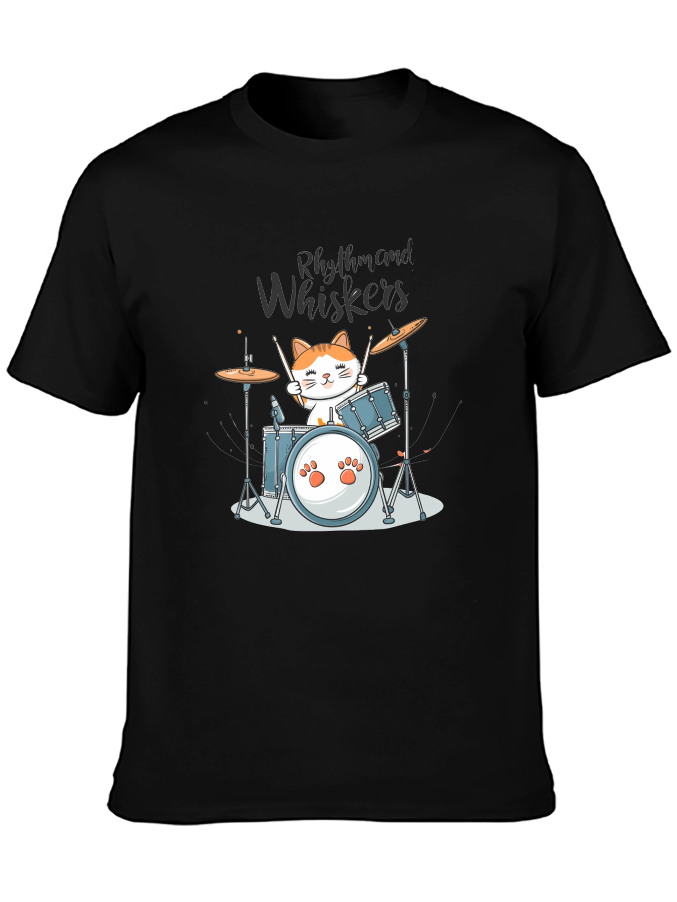 Rhythm and Whiskers Cat Drummer T-Shirt