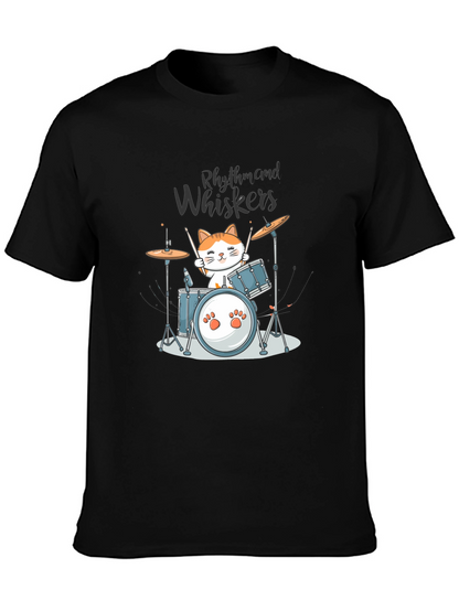 Rhythm and Whiskers Cat Drummer T-Shirt