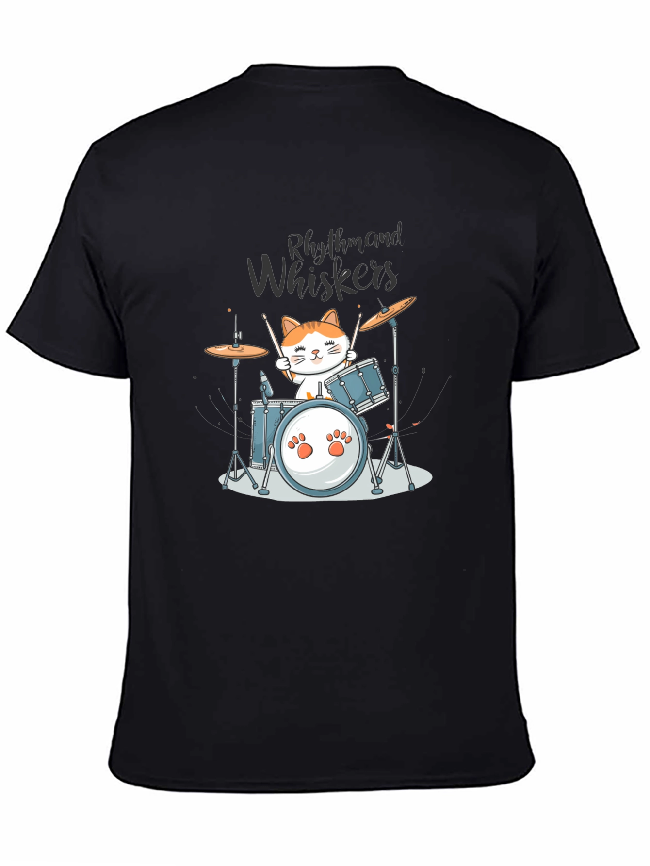 Rhythm and Whiskers Cat Drummer T-Shirt