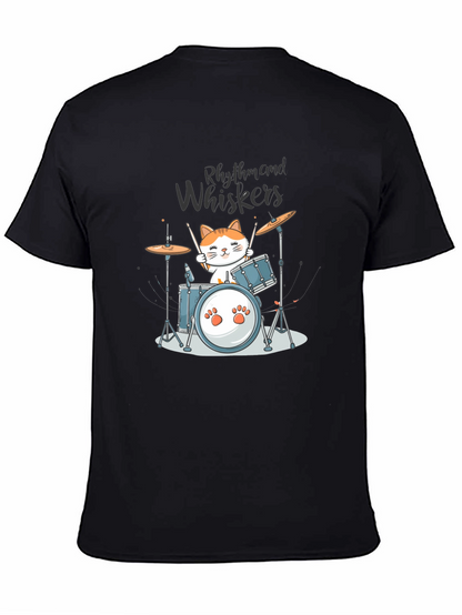 Rhythm and Whiskers Cat Drummer T-Shirt