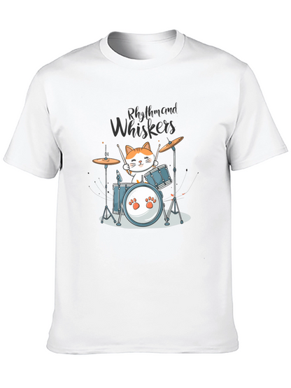 Rhythm and Whiskers Cat Drummer T-Shirt