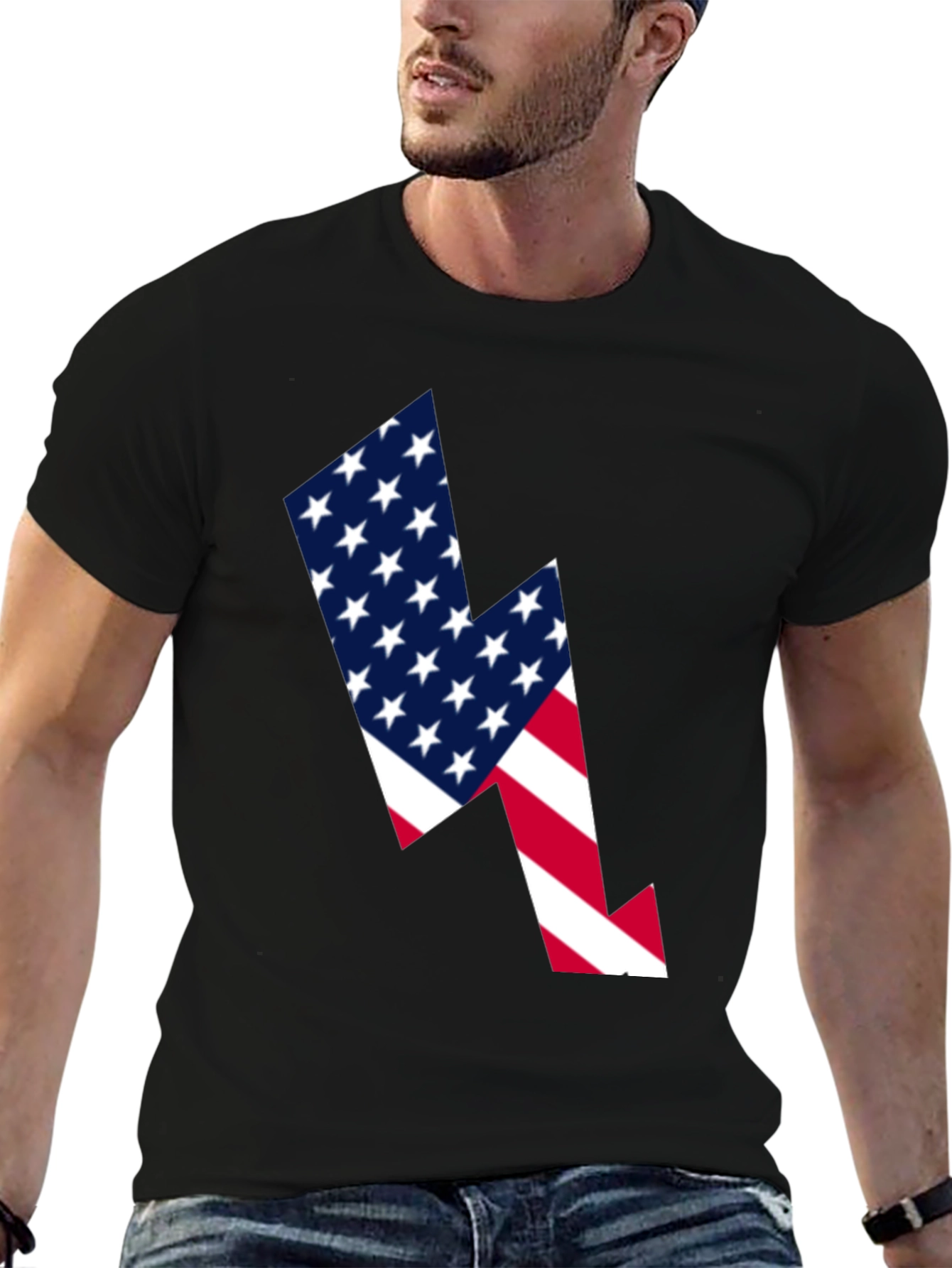 American Flag Lightning Bolt Graphic Tee
