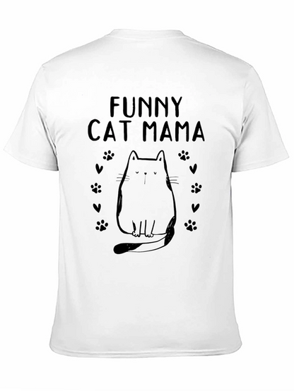 Funny Cat Mama Graphic Tee - Black Cotton Shirt