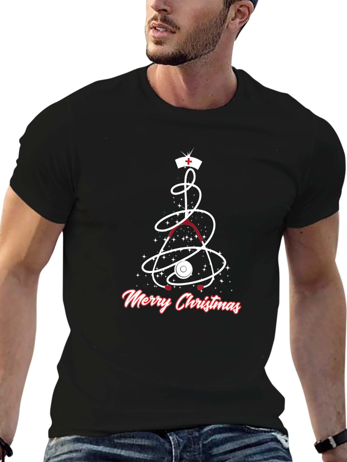 Medical Christmas T-Shirt - Nurse Stethoscope Holiday Tee