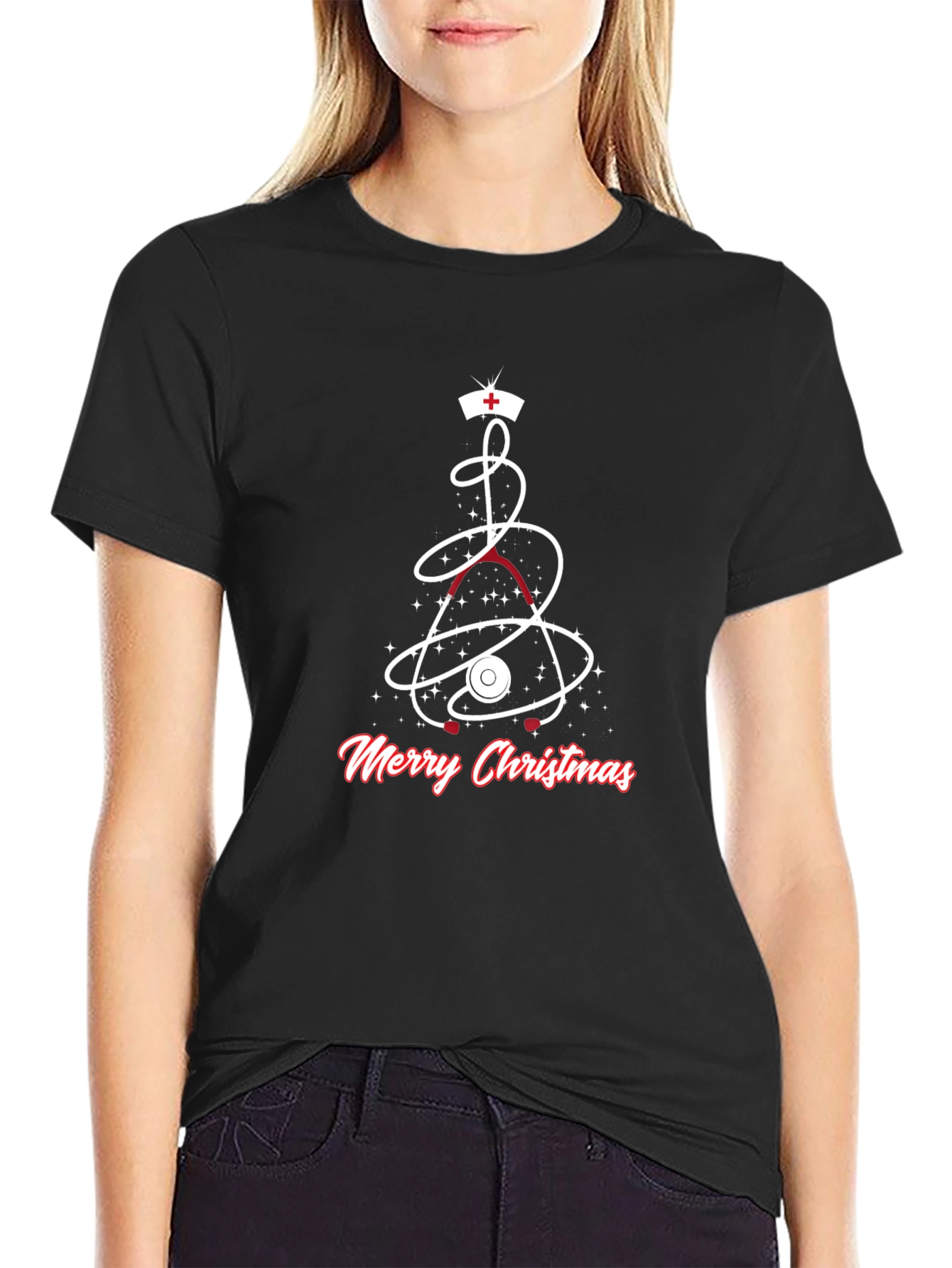 Medical Christmas T-Shirt - Nurse Stethoscope Holiday Tee