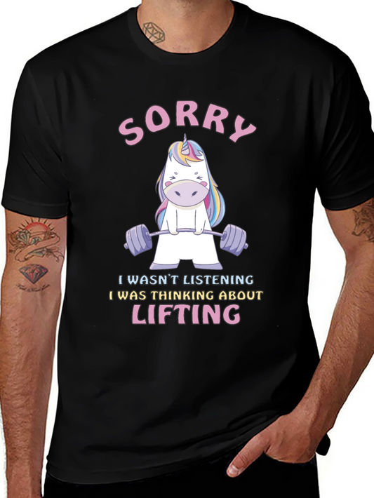 Unicorn Lifting T-Shirt - Sorry I Wasnt Listening Funny Gym Tee