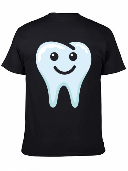 Smiley Tooth Graphic Tee - Black Cotton T-Shirt