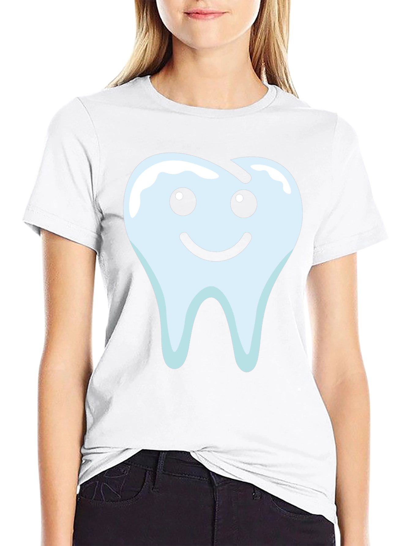 Smiley Tooth Graphic Tee - Black Cotton T-Shirt