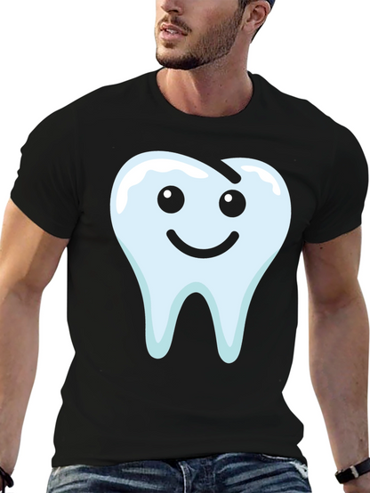 Smiley Tooth Graphic Tee - Black Cotton T-Shirt