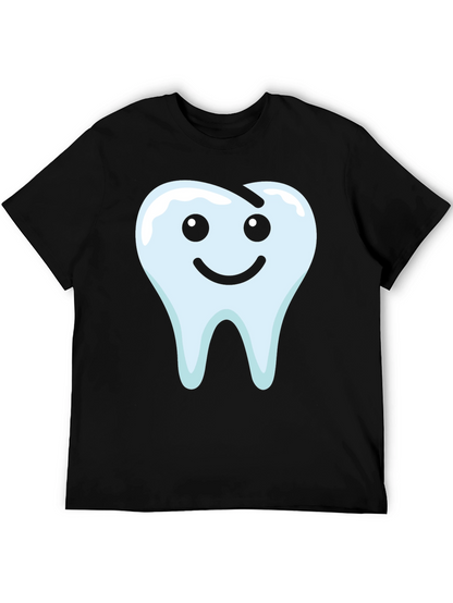 Smiley Tooth Graphic Tee - Black Cotton T-Shirt