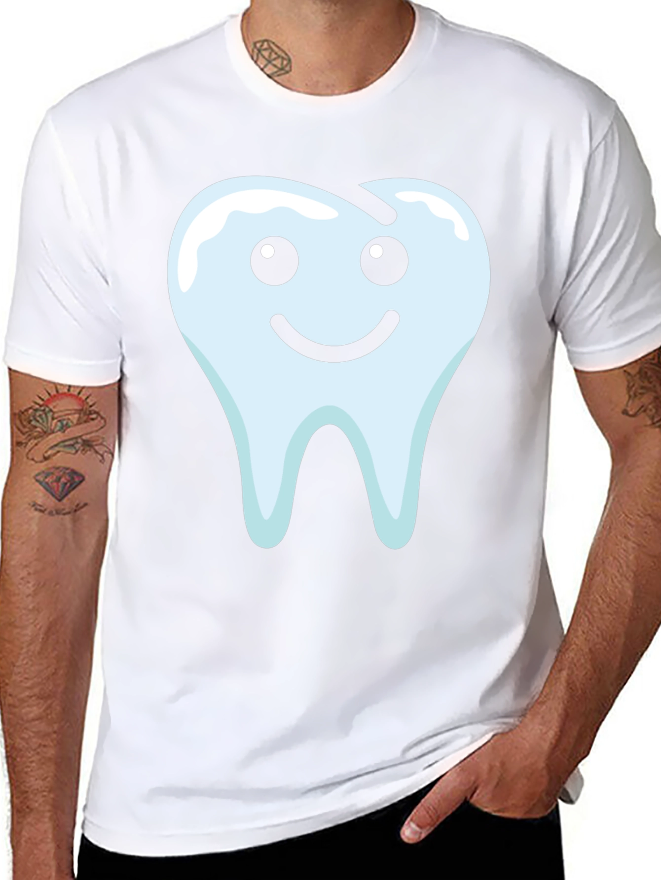 Smiley Tooth Graphic Tee - Black Cotton T-Shirt