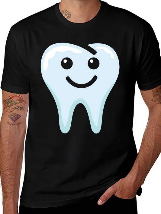 Smiley Tooth Graphic Tee - Black Cotton T-Shirt