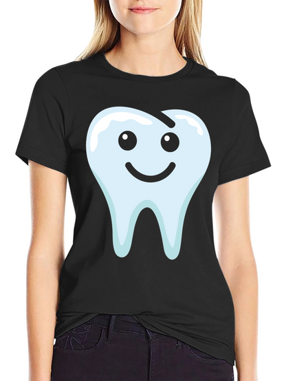 Smiley Tooth Graphic Tee - Black Cotton T-Shirt