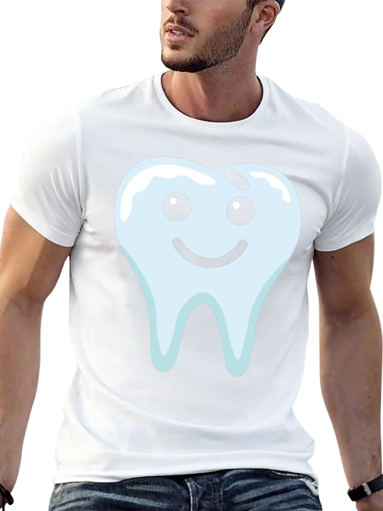 Smiley Tooth Graphic Tee - Black Cotton T-Shirt