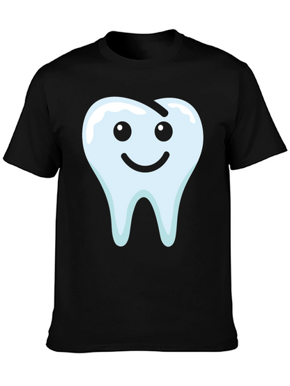 Smiley Tooth Graphic Tee - Black Cotton T-Shirt