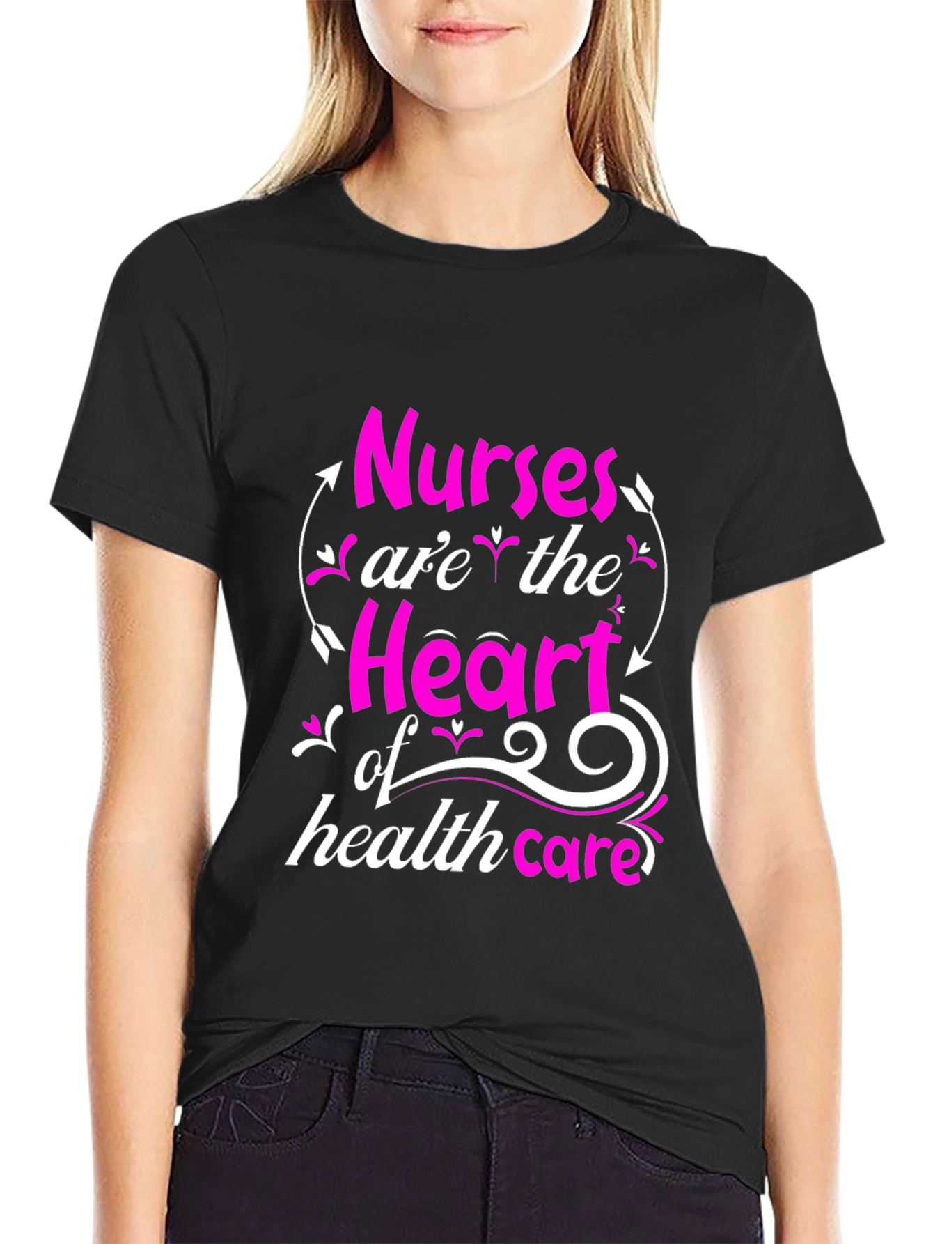 Nurses Heart of Healthcare Tee - Black