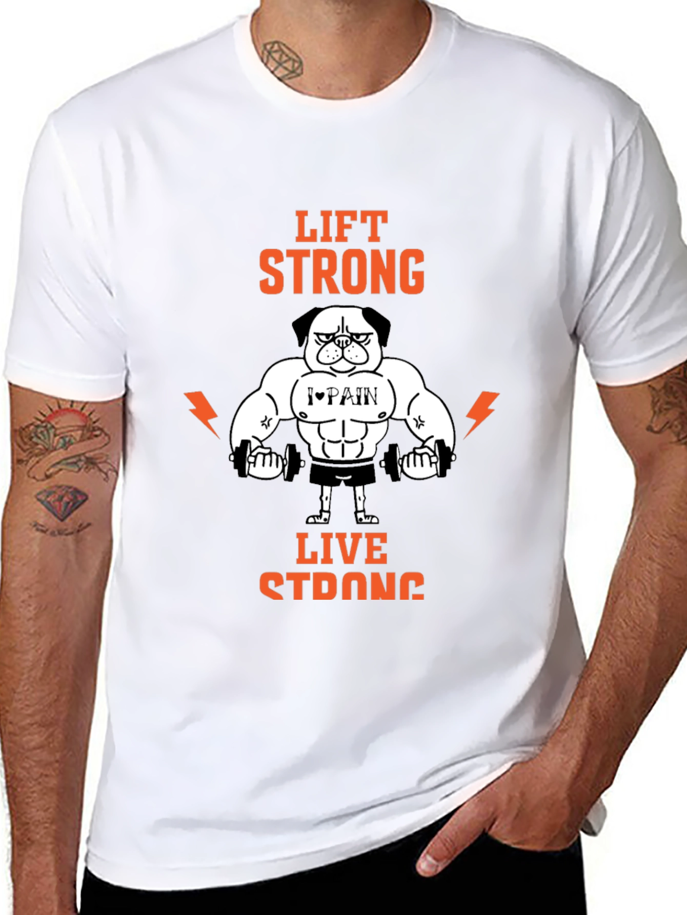 Lift Strong Live Strong Dog Graphic Tee - Black