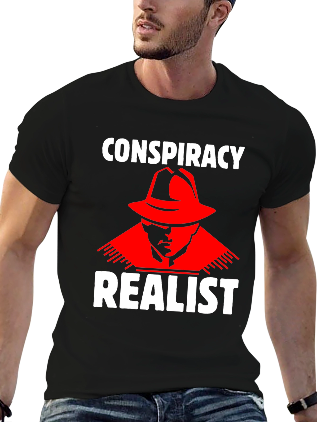 Conspiracy Realist T-Shirt - Red Hat Design