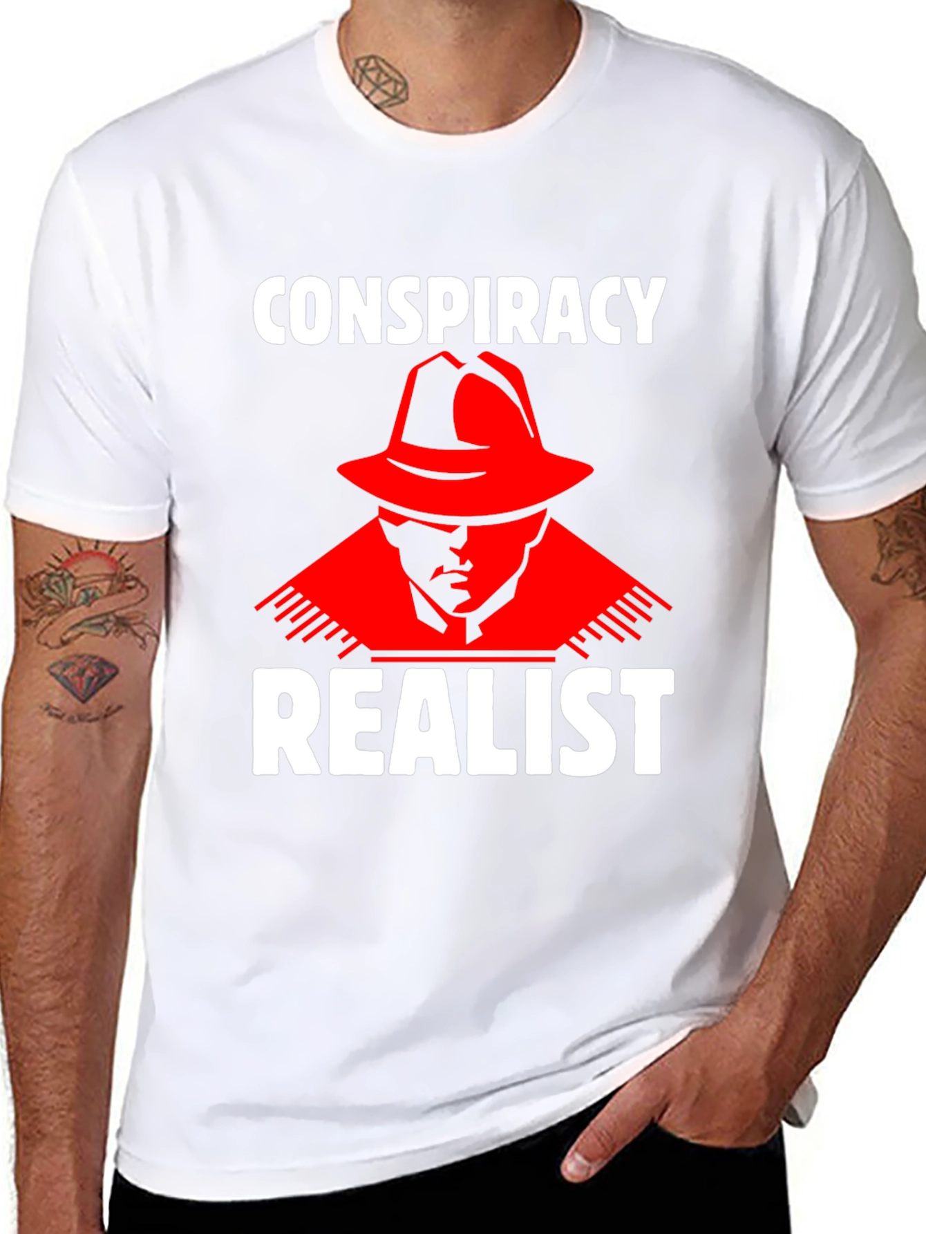 Conspiracy Realist T-Shirt - Red Hat Design