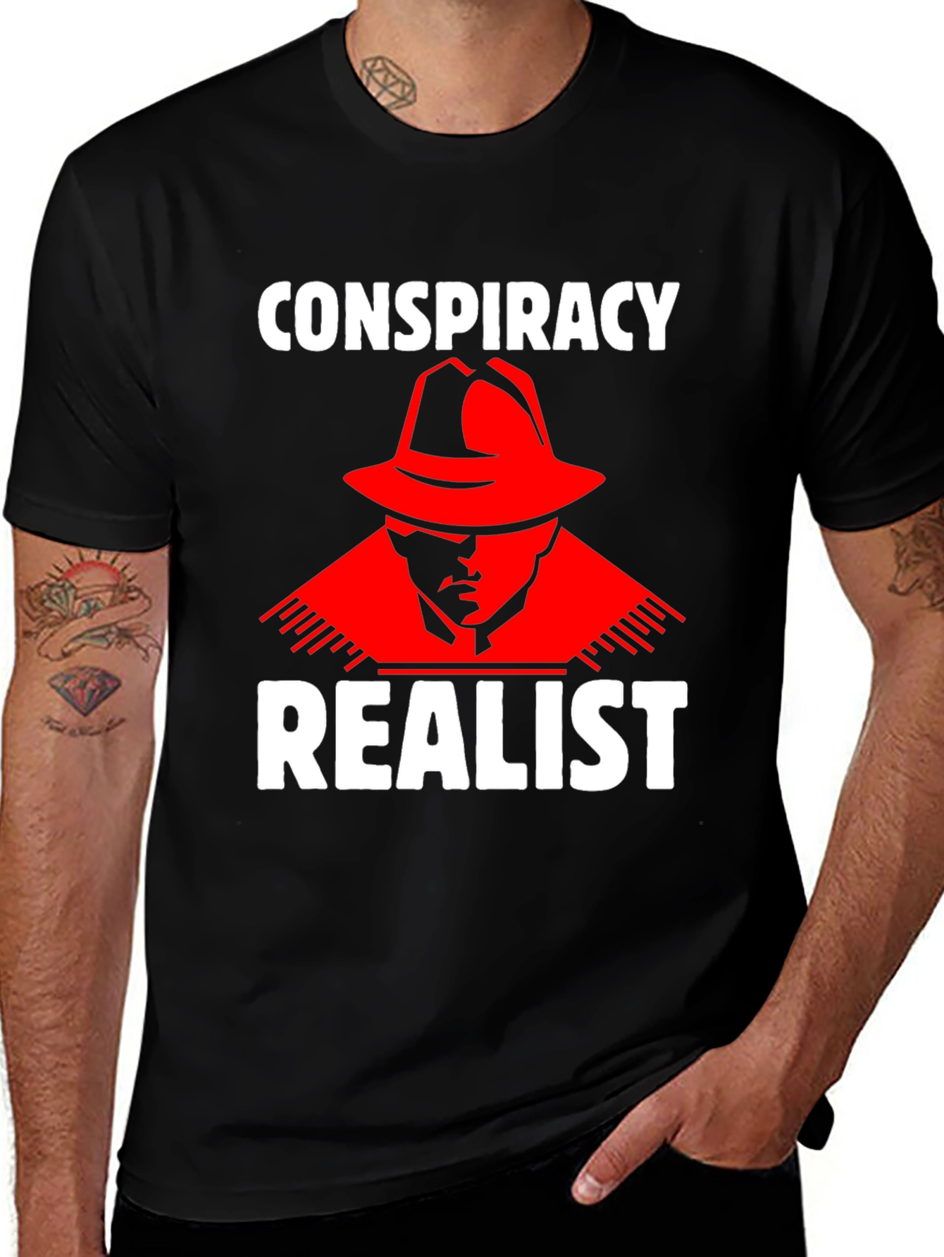 Conspiracy Realist T-Shirt - Red Hat Design