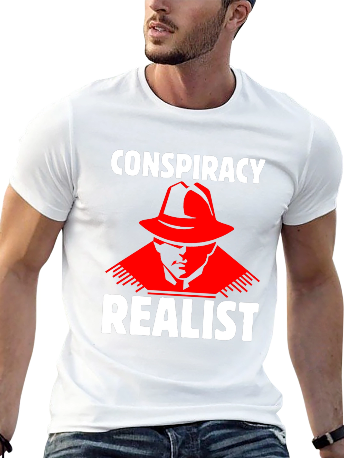 Conspiracy Realist T-Shirt - Red Hat Design