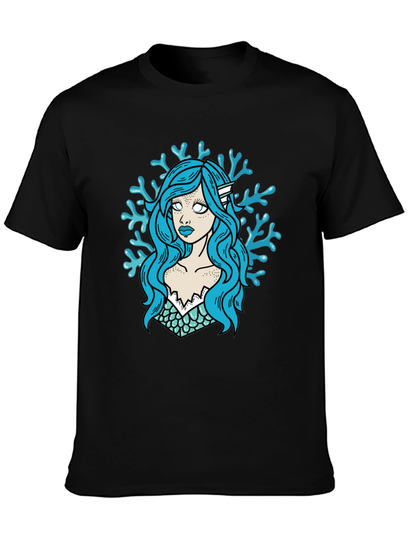 Mermaid Graphic T-Shirt - Black Cotton Tee