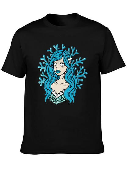 Mermaid Graphic T-Shirt - Black Cotton Tee