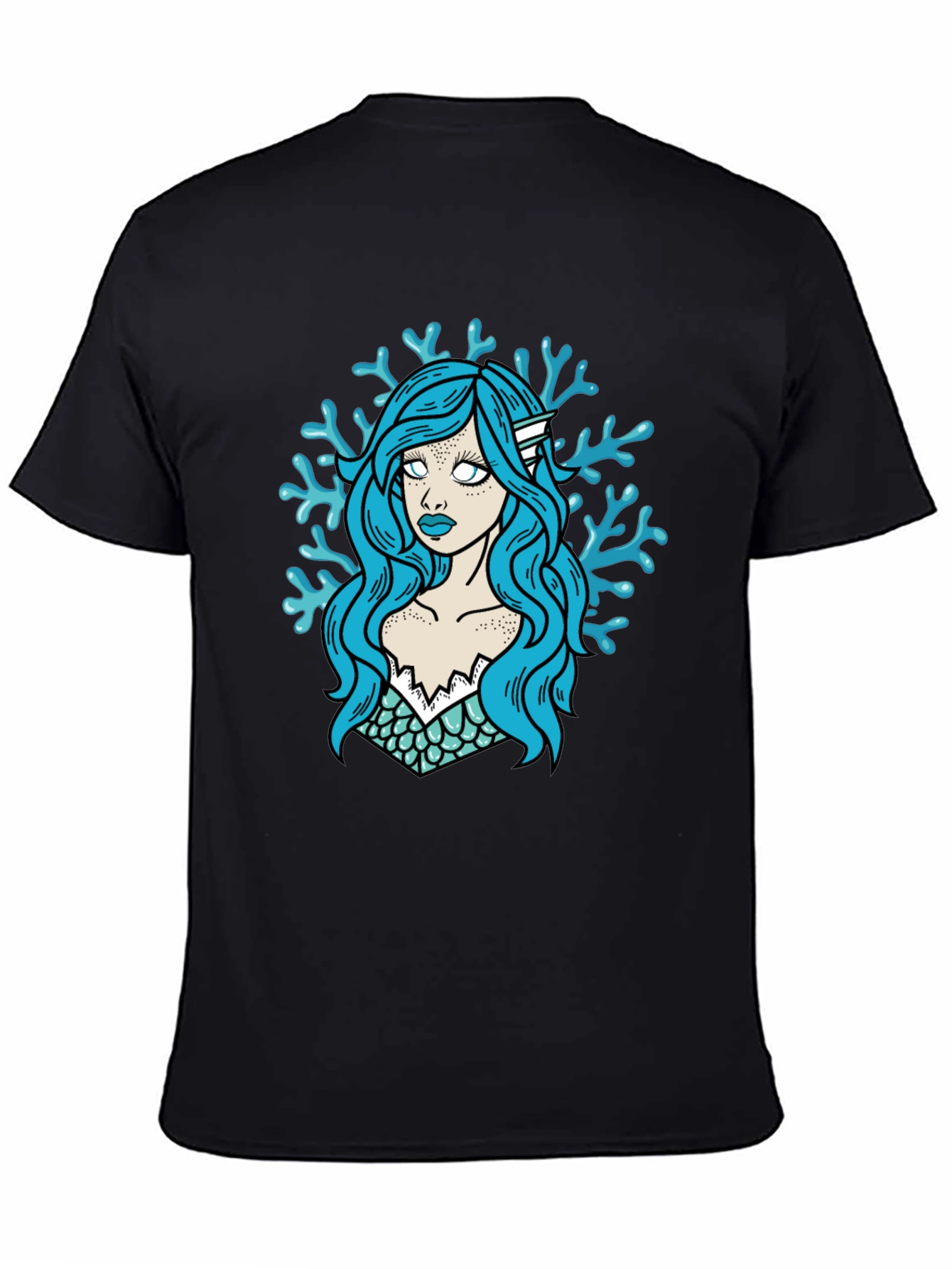 Mermaid Graphic T-Shirt - Black Cotton Tee