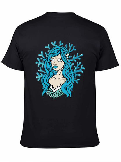 Mermaid Graphic T-Shirt - Black Cotton Tee