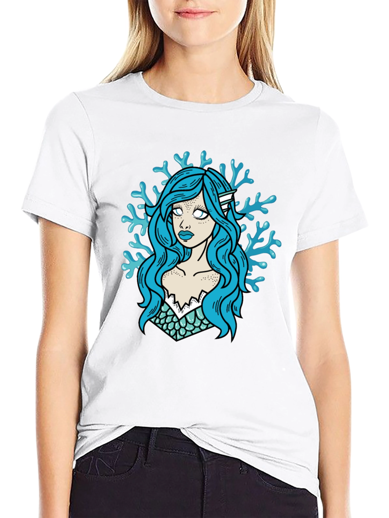 Mermaid Graphic T-Shirt - Black Cotton Tee