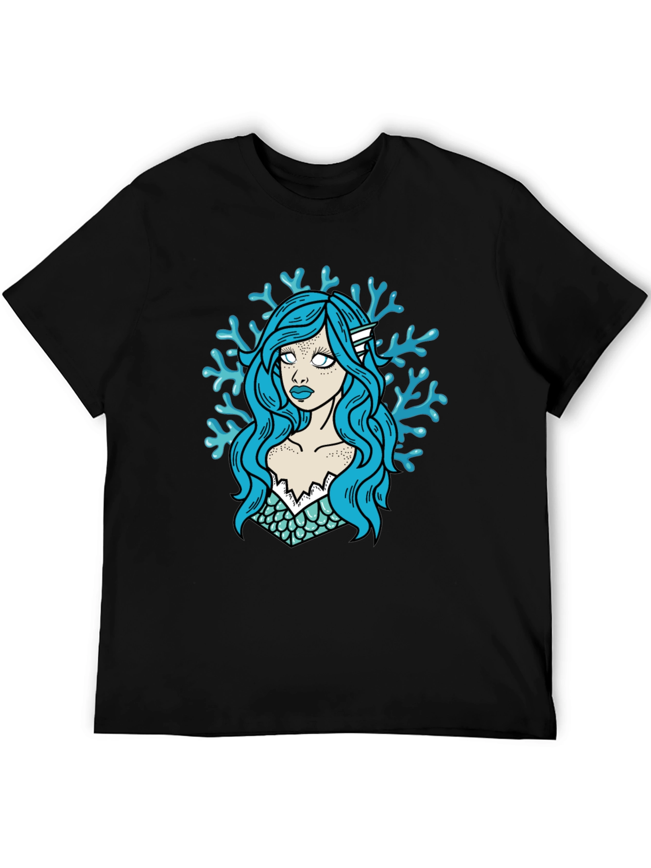 Mermaid Graphic T-Shirt - Black Cotton Tee